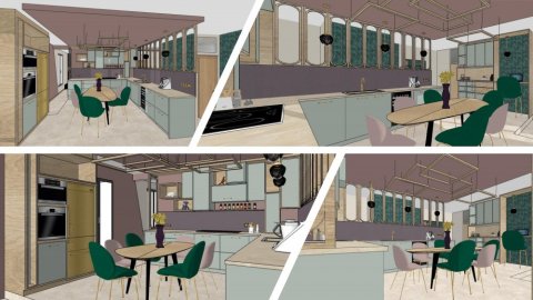 Aménagement complet sur mesure d'une nouvelle cuisine avec écriture des plans techniques dans un appartement à Lyon.